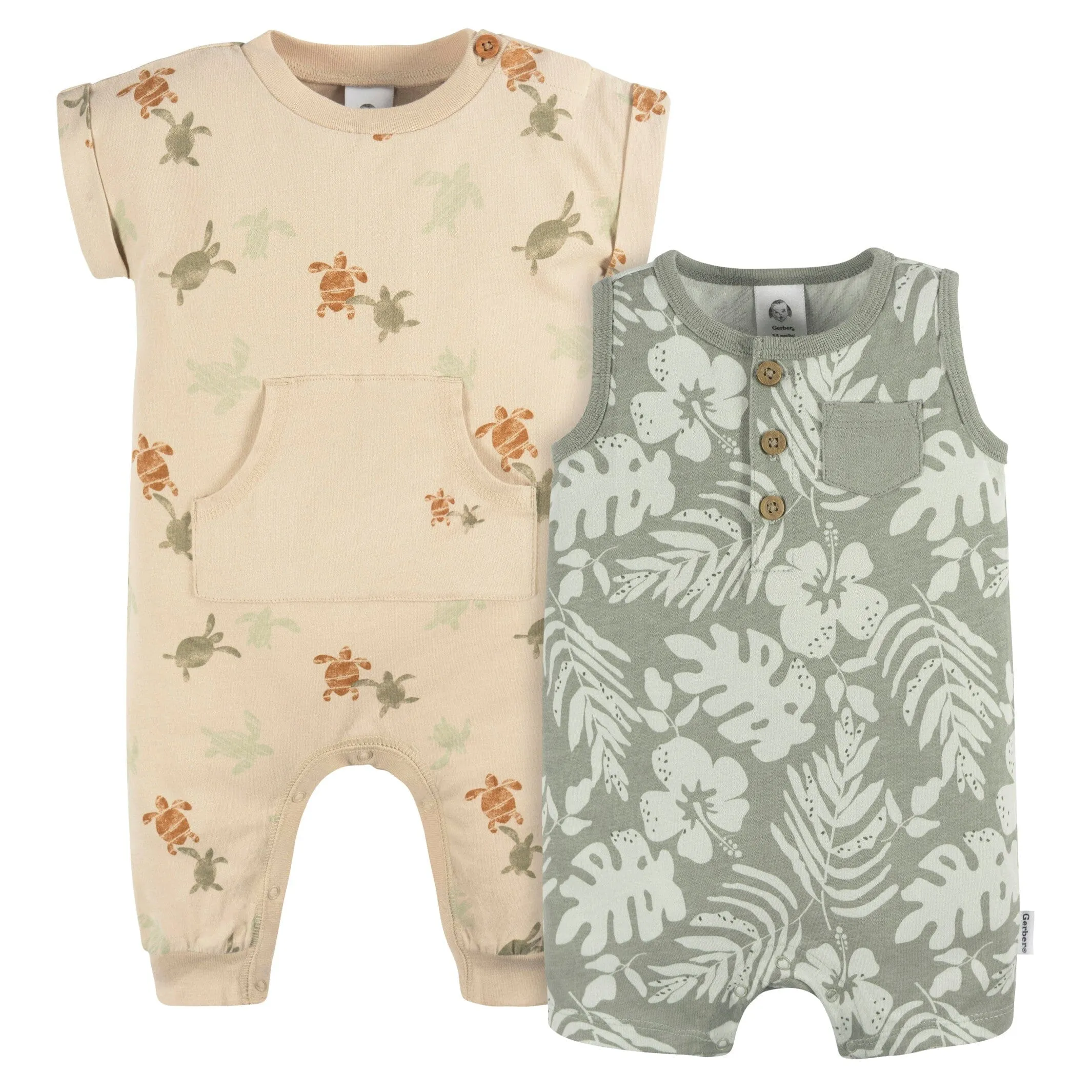 2-Pack Baby Boys Tropical Rompers