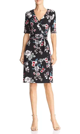 Adrianna Papell AP1D103459 - Floral Short Sleeved Faux Wrap Dress