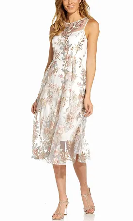 Adrianna Papell AP1D104513 - Floral Embroidered Midi Dress