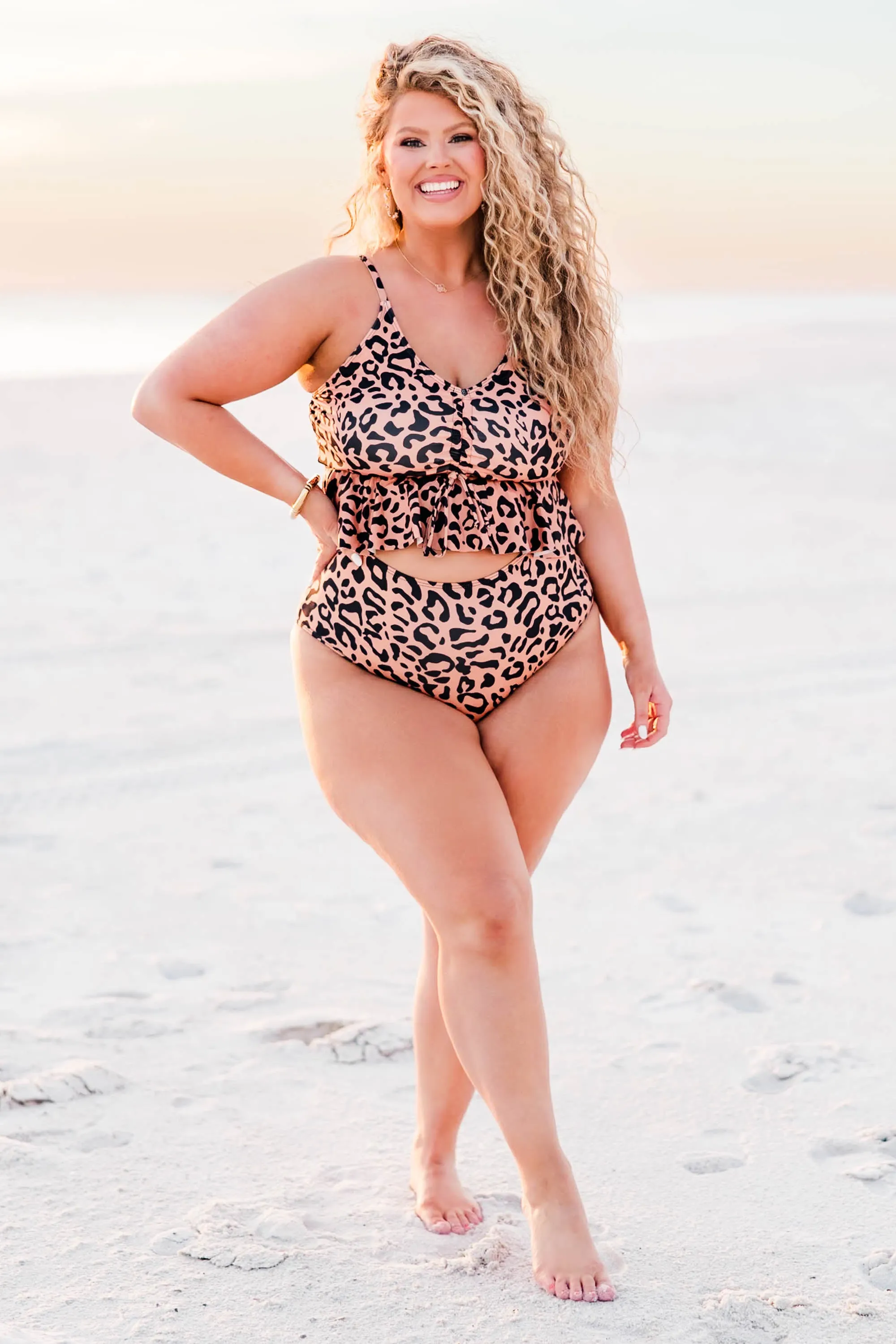 All Summer Long Swim Top, Leopard