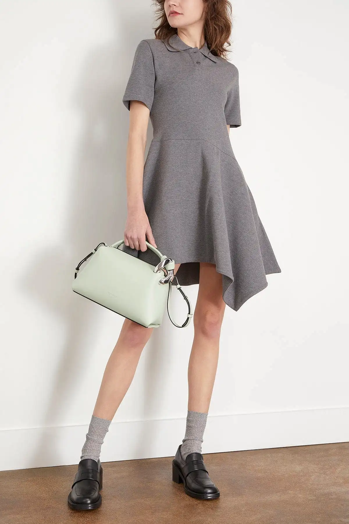 Asymmetric Polo Dress in Dark Grey