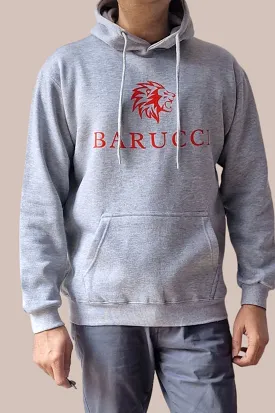 Barucci Joe Heather Grey Cotton-Blend Hoodie With Red Logo