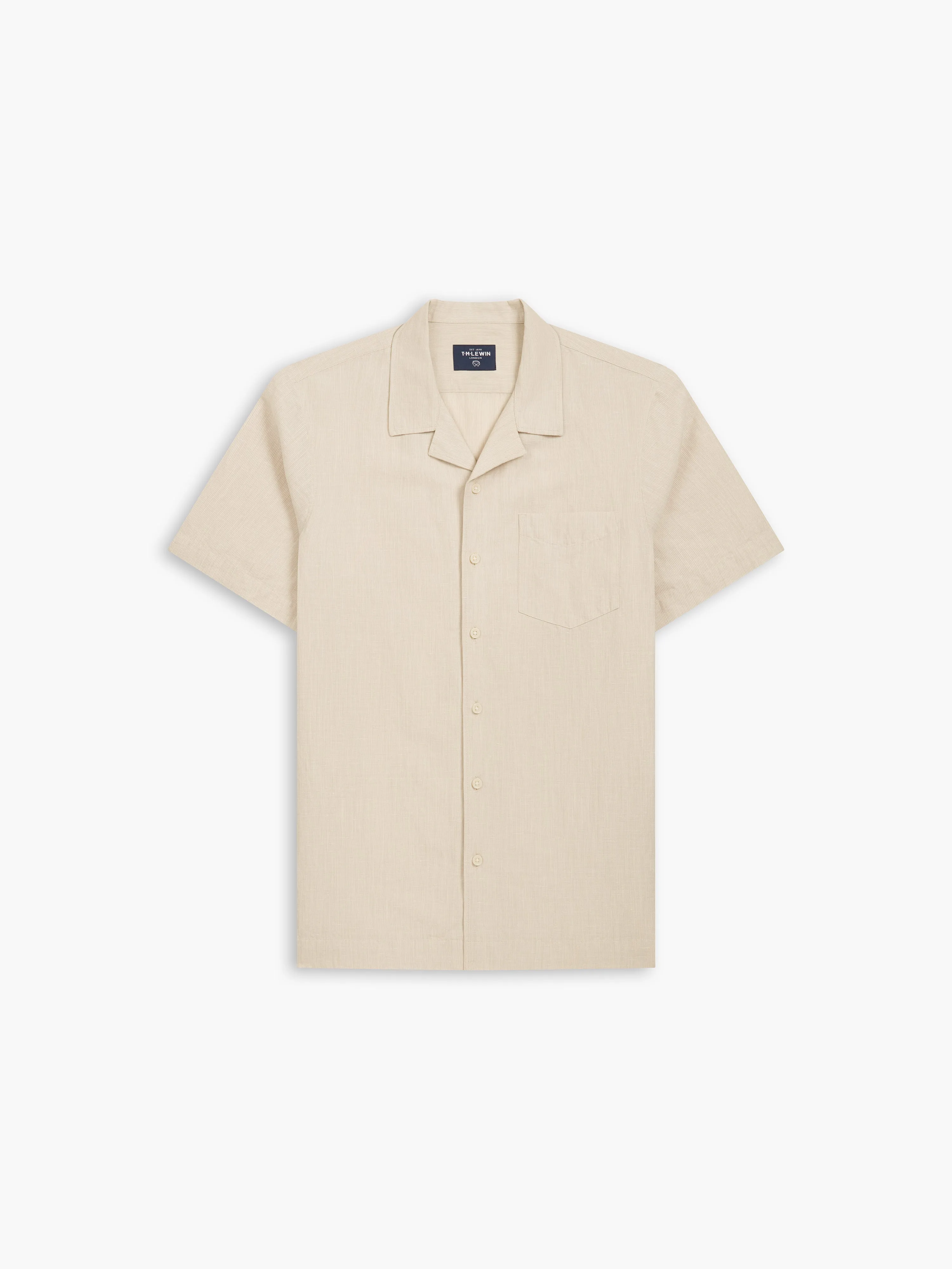 Beige Stripe Linen Casual Shirt