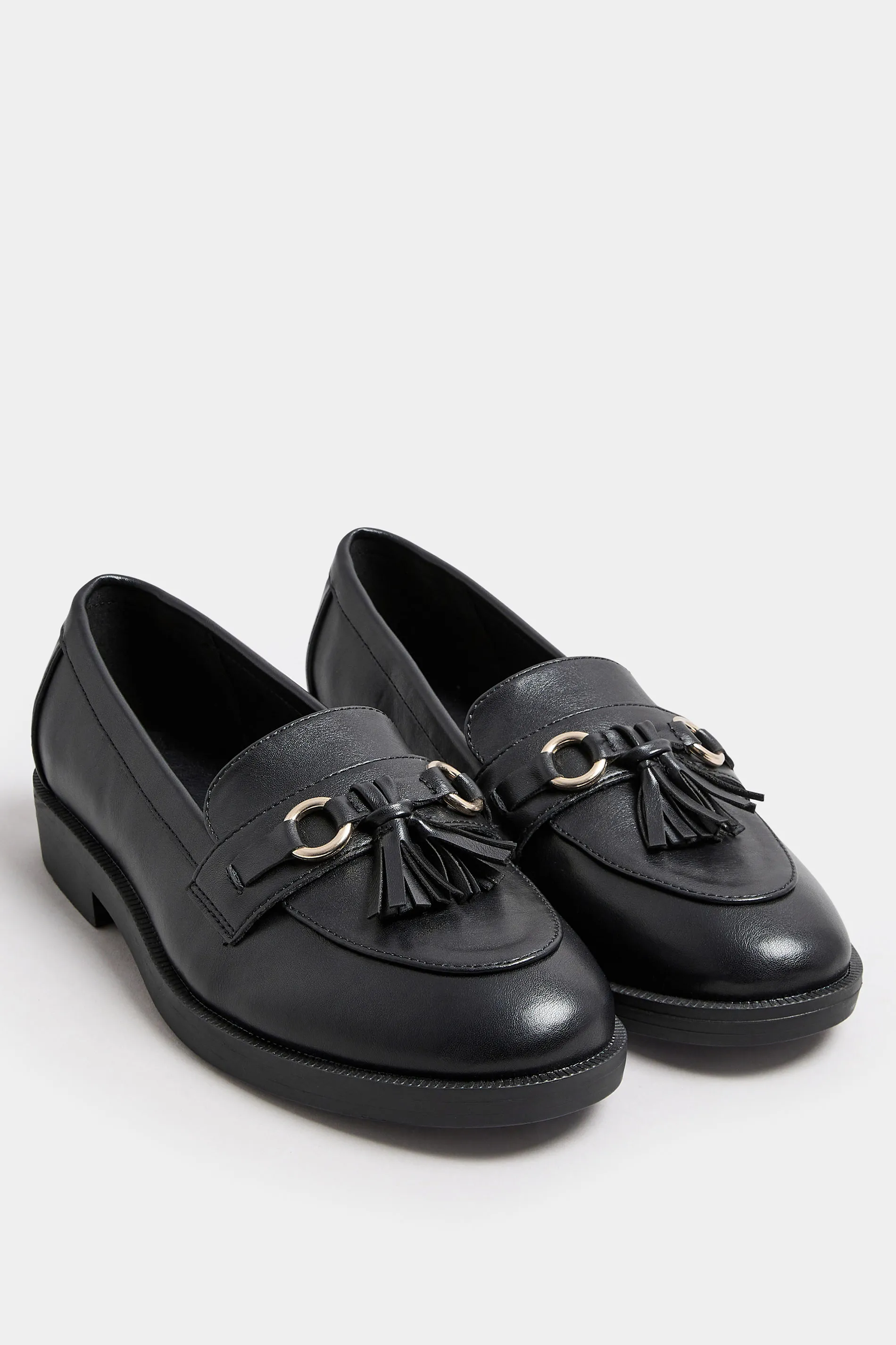 Black Tassel Detail Loafers In Extra Wide EEE Fit