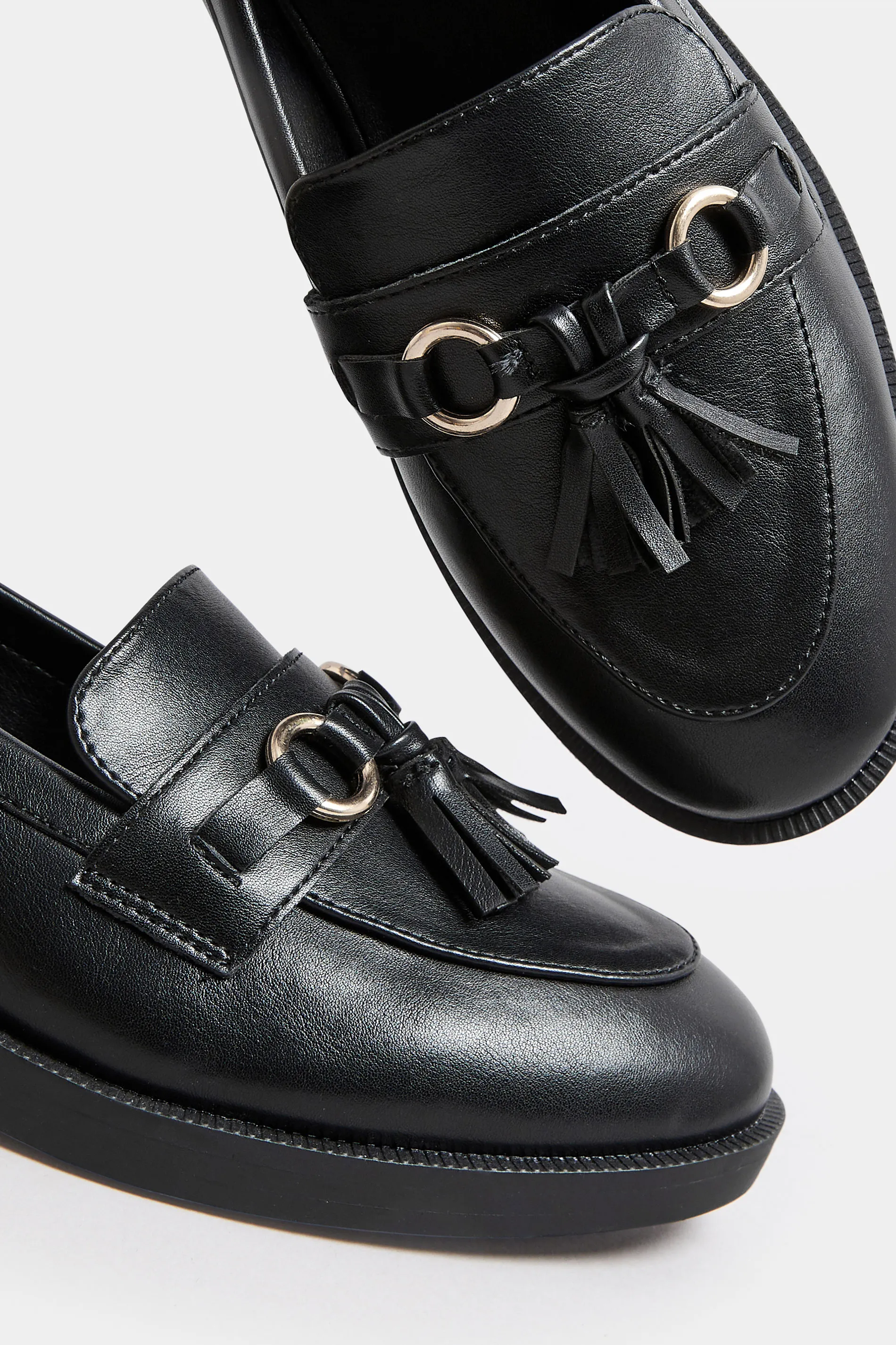 Black Tassel Detail Loafers In Extra Wide EEE Fit