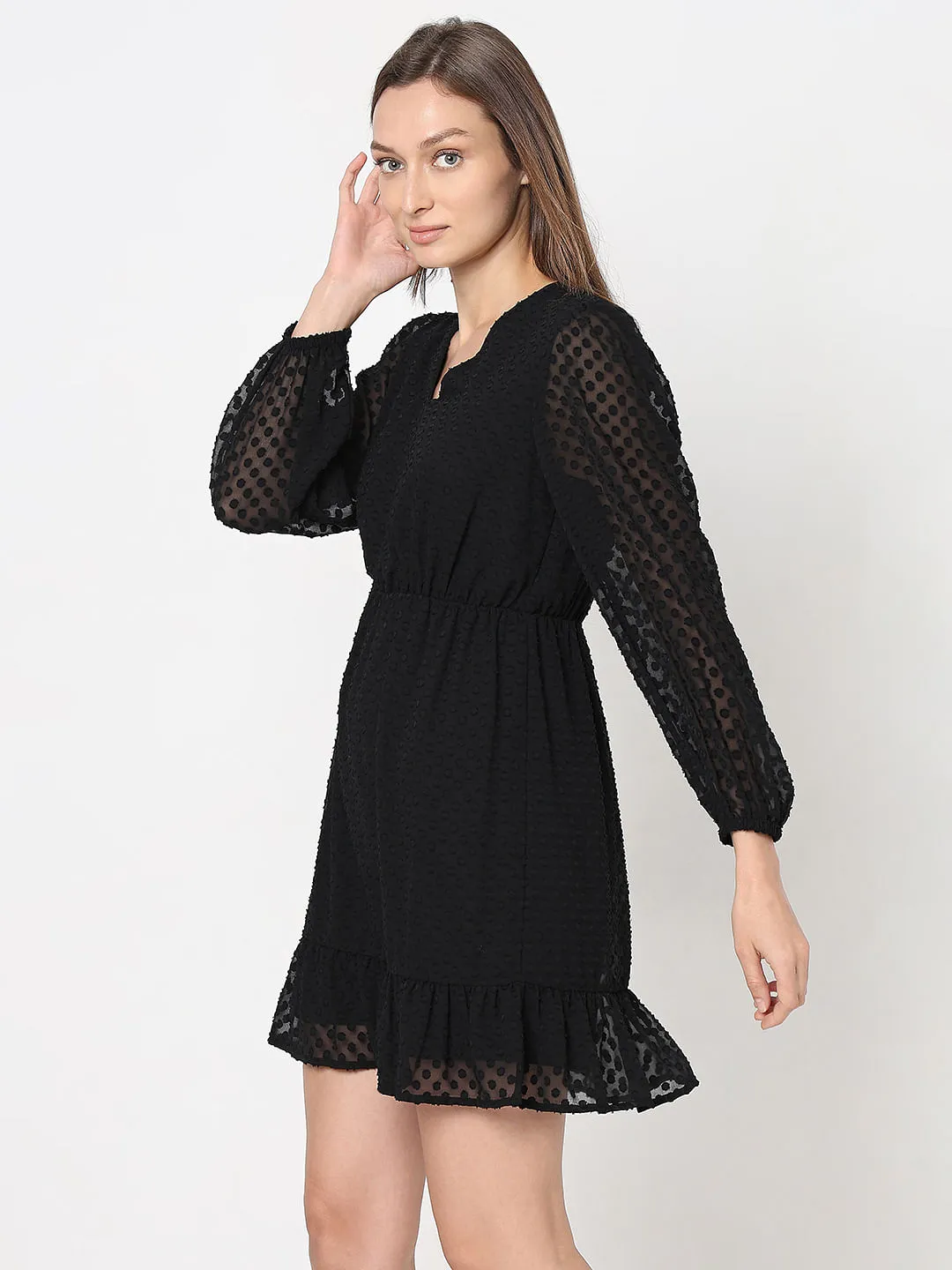 Black Textured Mini Dress