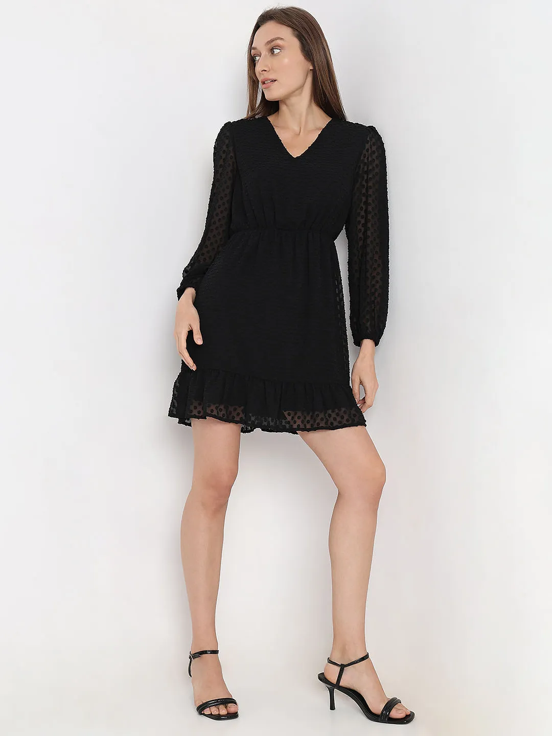 Black Textured Mini Dress