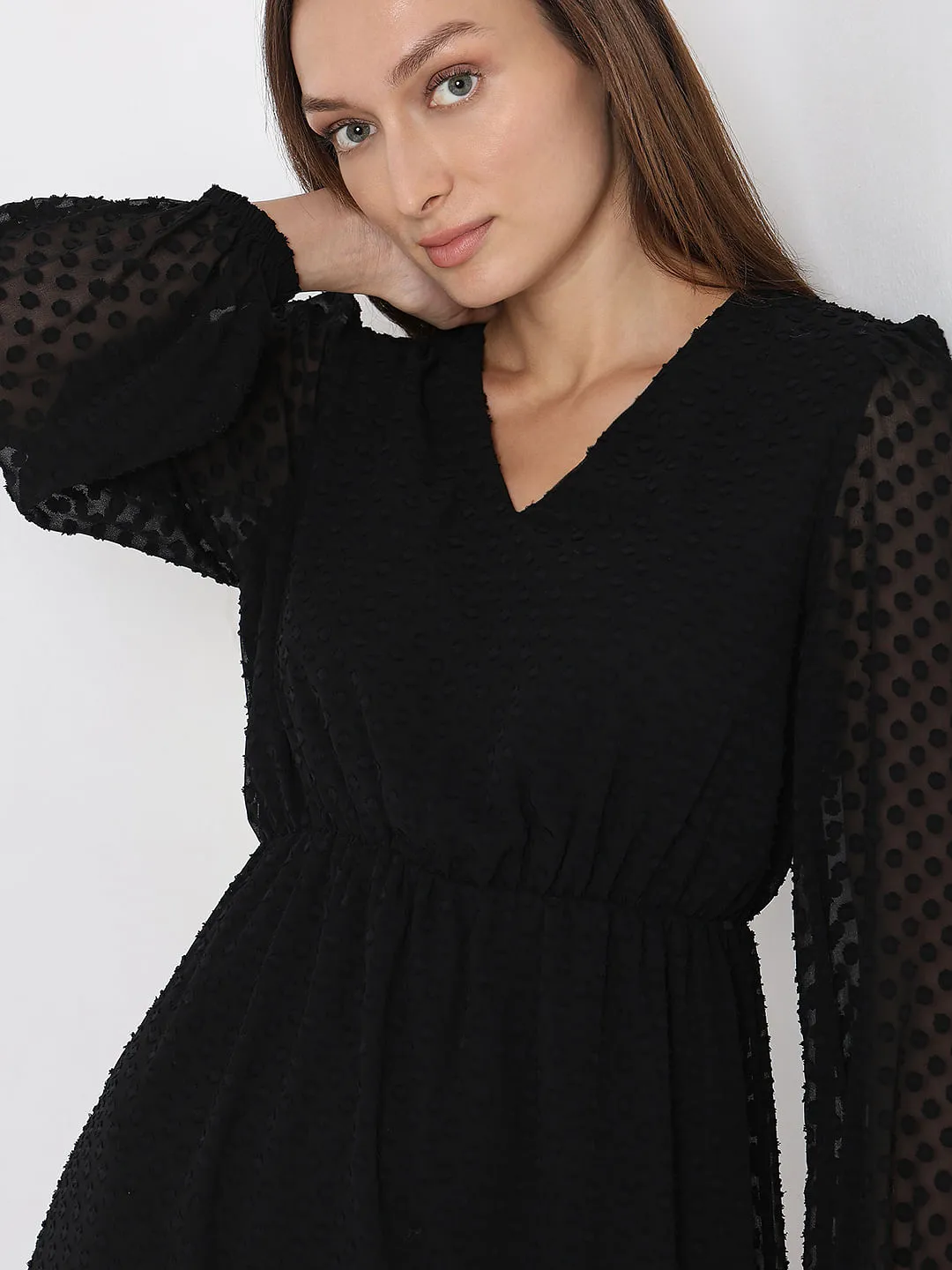 Black Textured Mini Dress