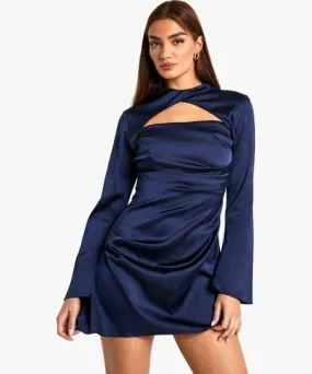 boohoo Womens Satin Ruched Mini Dress