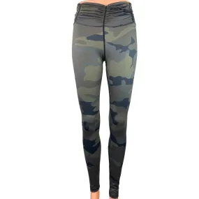 Carbon Green Camouflage Low Rise Ruched Yoga Workout Athletic Leggings Pant Sz 8