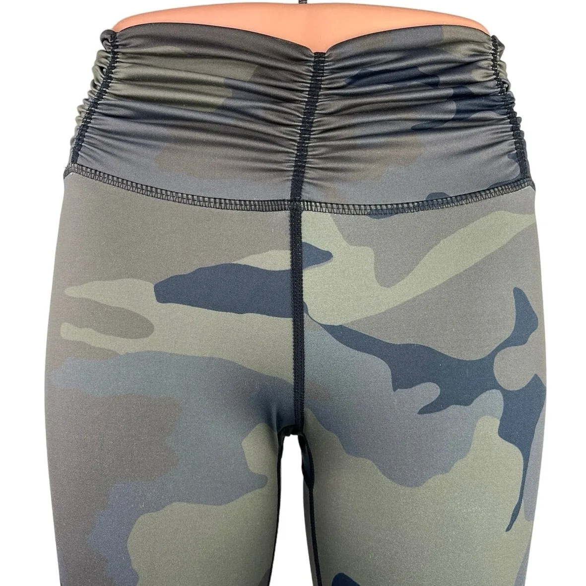 Carbon Green Camouflage Low Rise Ruched Yoga Workout Athletic Leggings Pant Sz 8