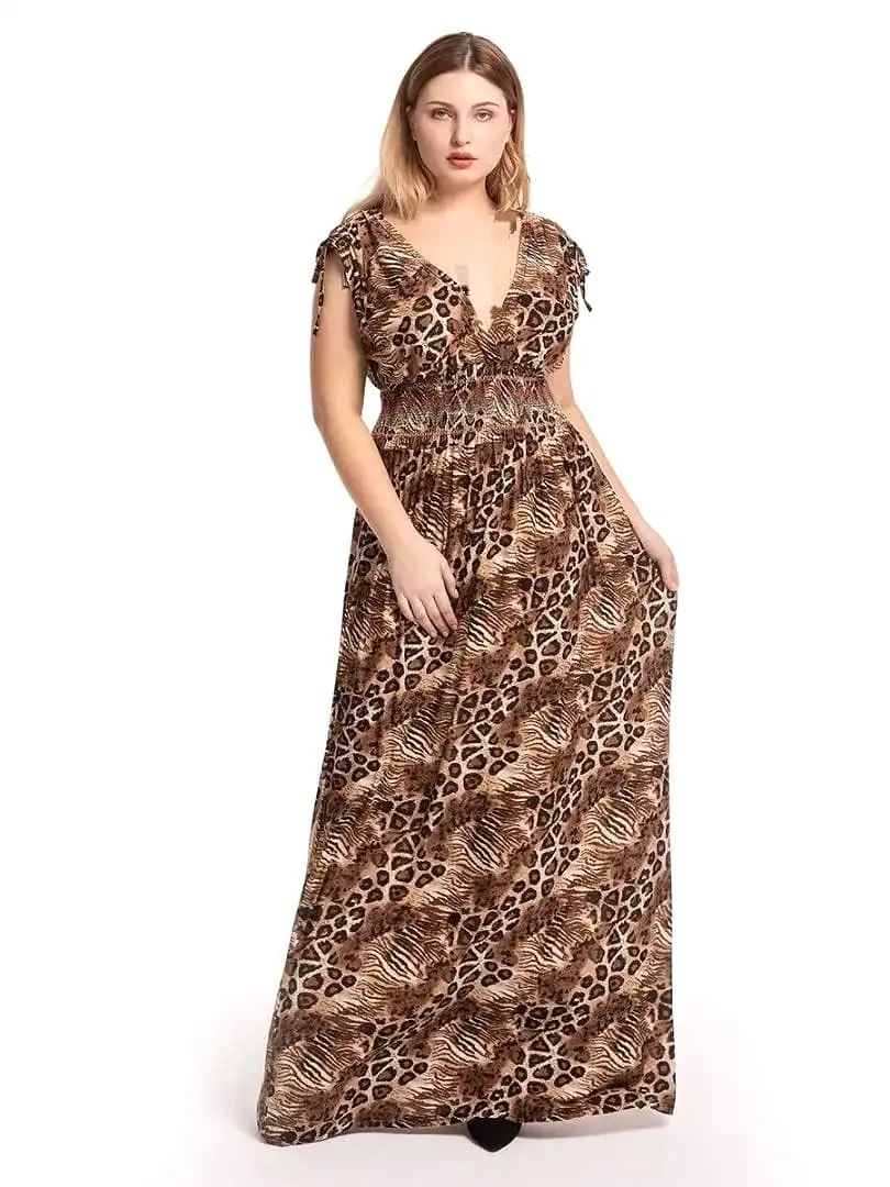 Casual Dresses Leopard Print Long Maxi Boho Dress XL X3449976