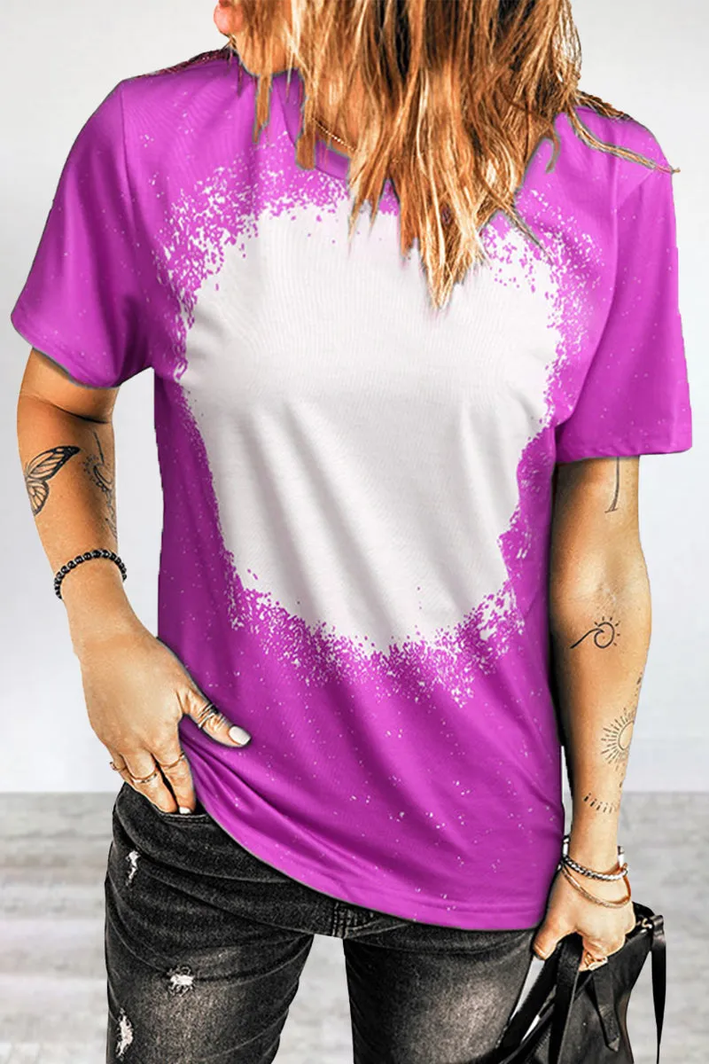 Casual Print Patchwork O Neck T-Shirts(6 Colors)