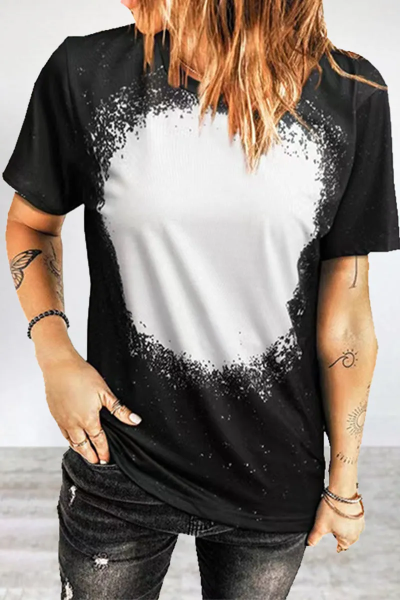 Casual Print Patchwork O Neck T-Shirts(6 Colors)