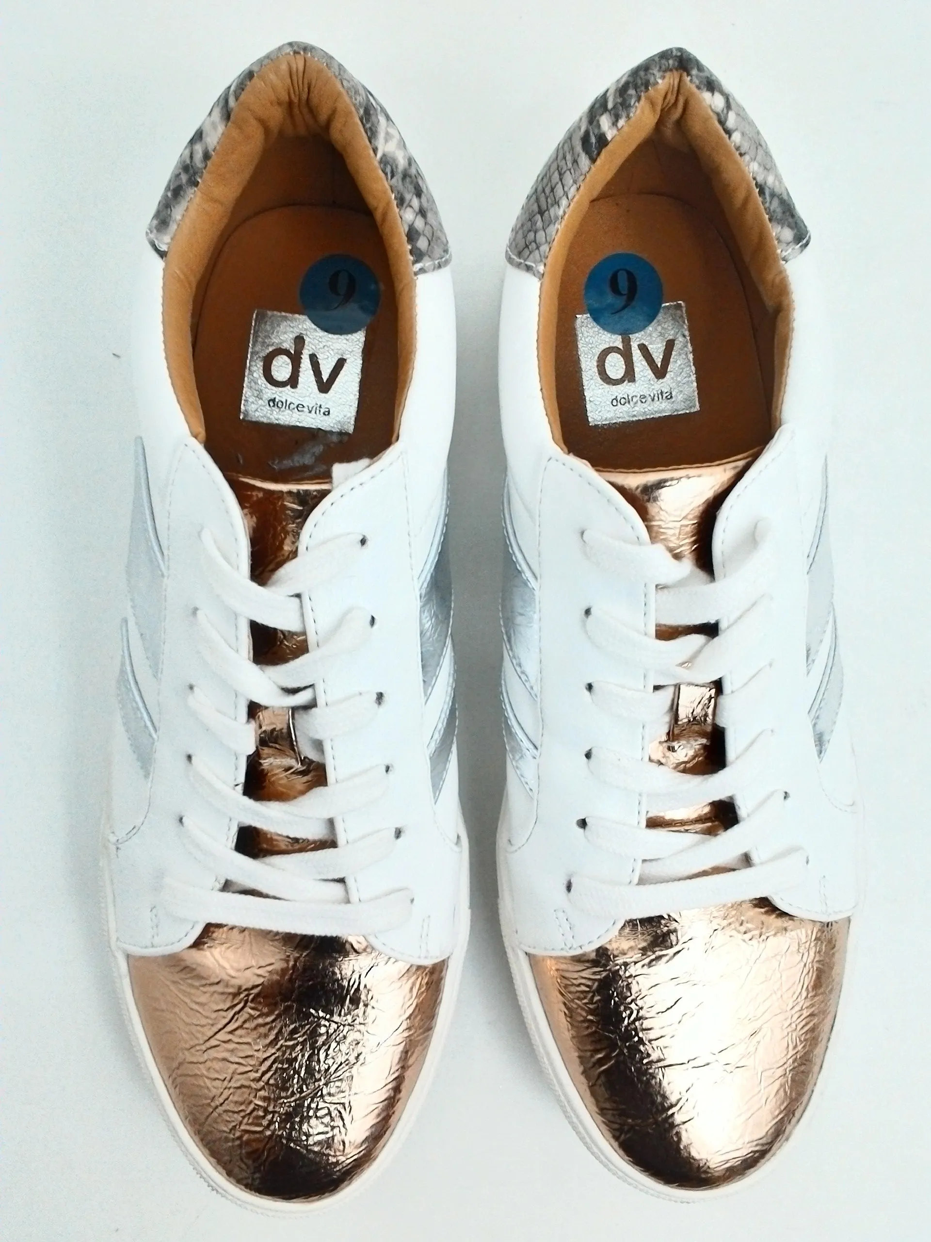 Dolce Vita Women's Aldy White/Rose Gold Sneakers Size 9