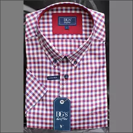 Drifter Ivano Blue Red White Check Short Sleeve Shirt-.