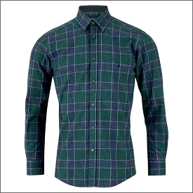 Drifter Ivano Green & Navy Checked Shirt<>