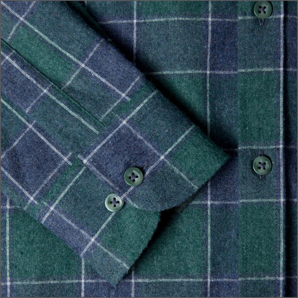 Drifter Ivano Green & Navy Checked Shirt<>