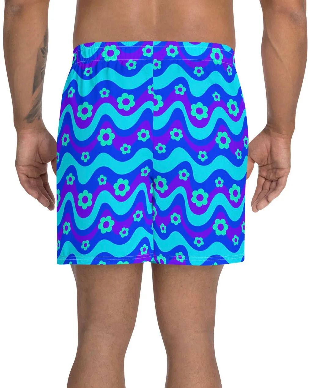 Flower Power Blue Athletic Shorts