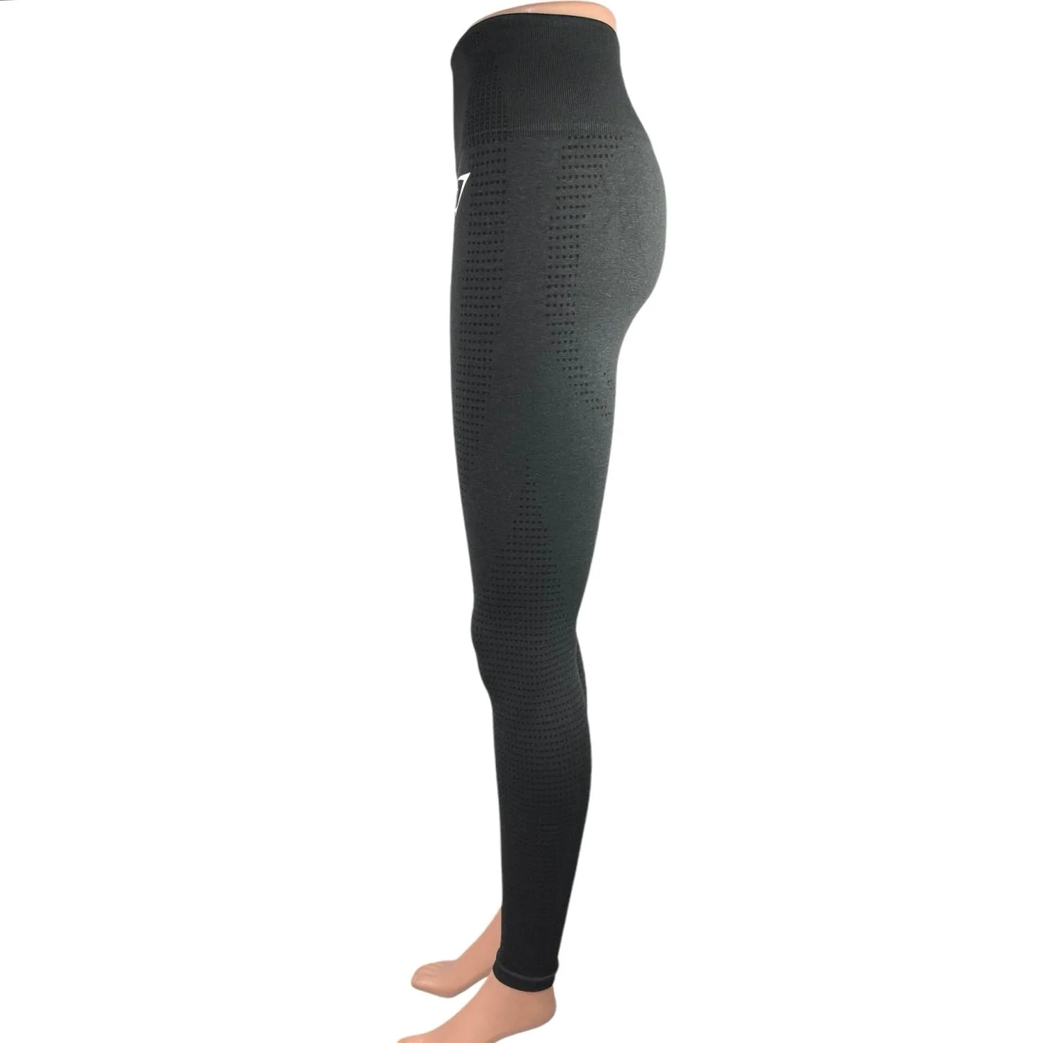 Gymshark Black Mid Rise Logo Stretch Ankle Workout Yoga Athletic Leggings Size S