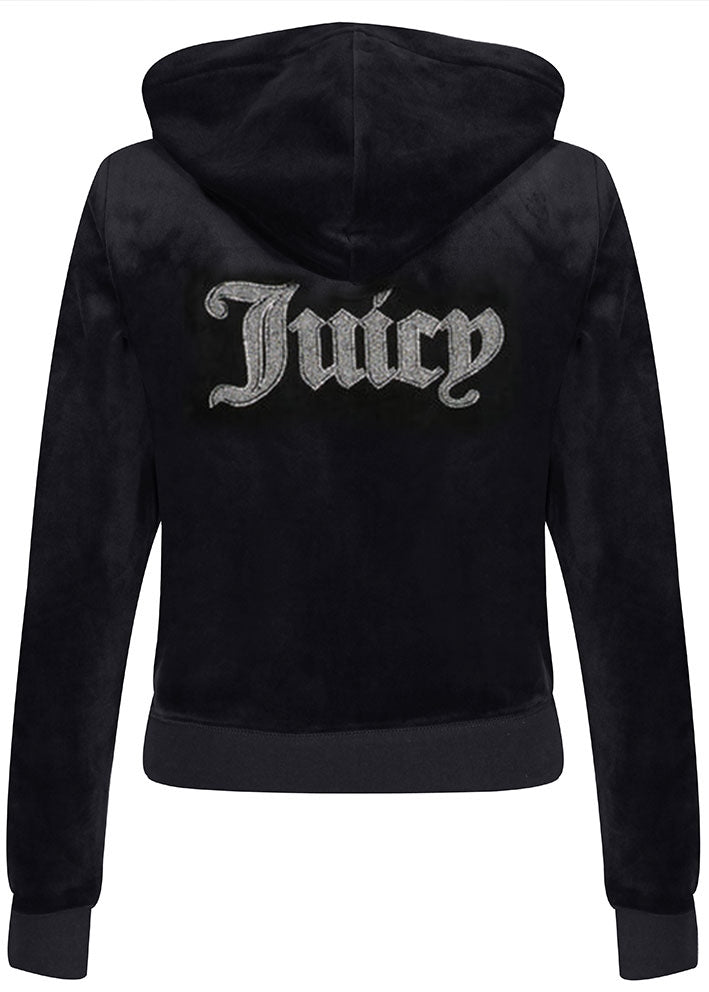 Juicy Couture Caviar Bead Western Diamante Hoodie - Black