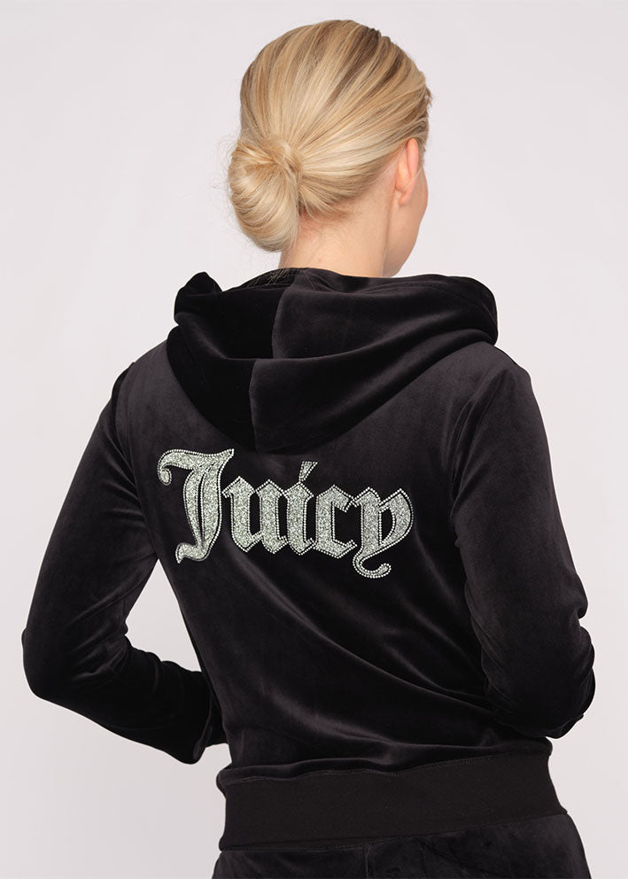 Juicy Couture Caviar Bead Western Diamante Hoodie - Black