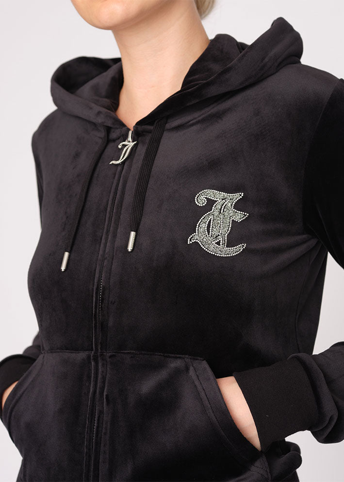 Juicy Couture Caviar Bead Western Diamante Hoodie - Black