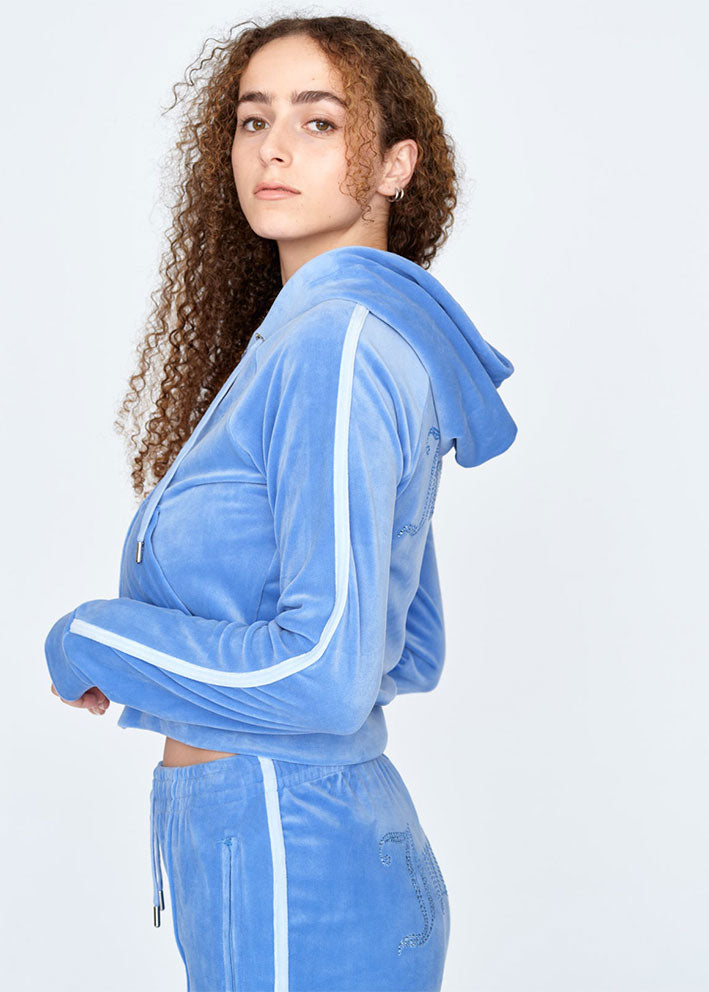 Juicy Couture Madison Contrast Velour Hoodie - Ultramarine