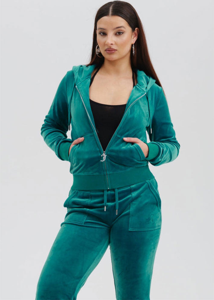 Juicy Couture Robertson Classic Velour Hoodie - Deep Lagoon