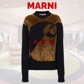 MARNI  |Crew Neck Casual Style Wool Long Sleeves Office Style Logo