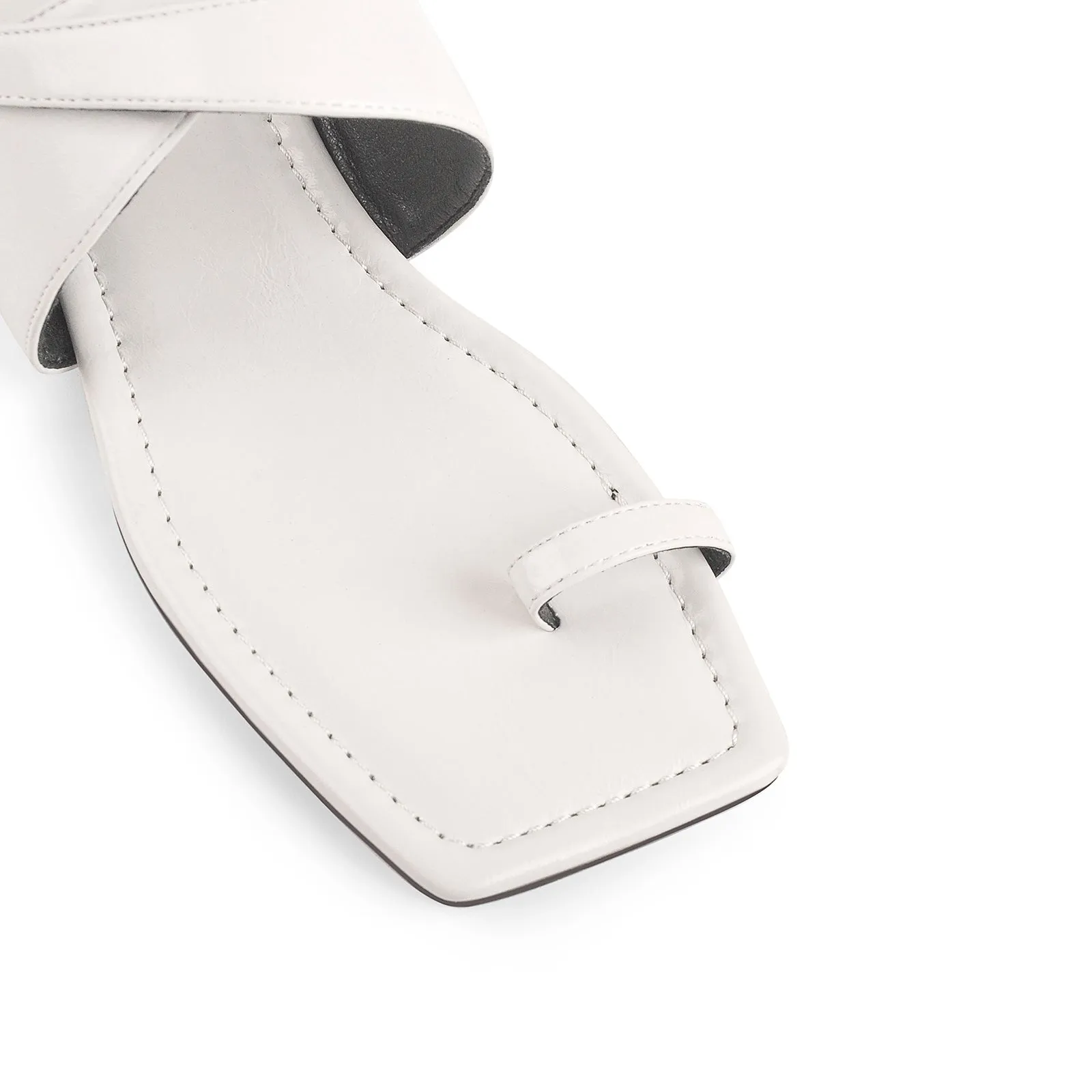 Matte White Band Flat Strap Flats