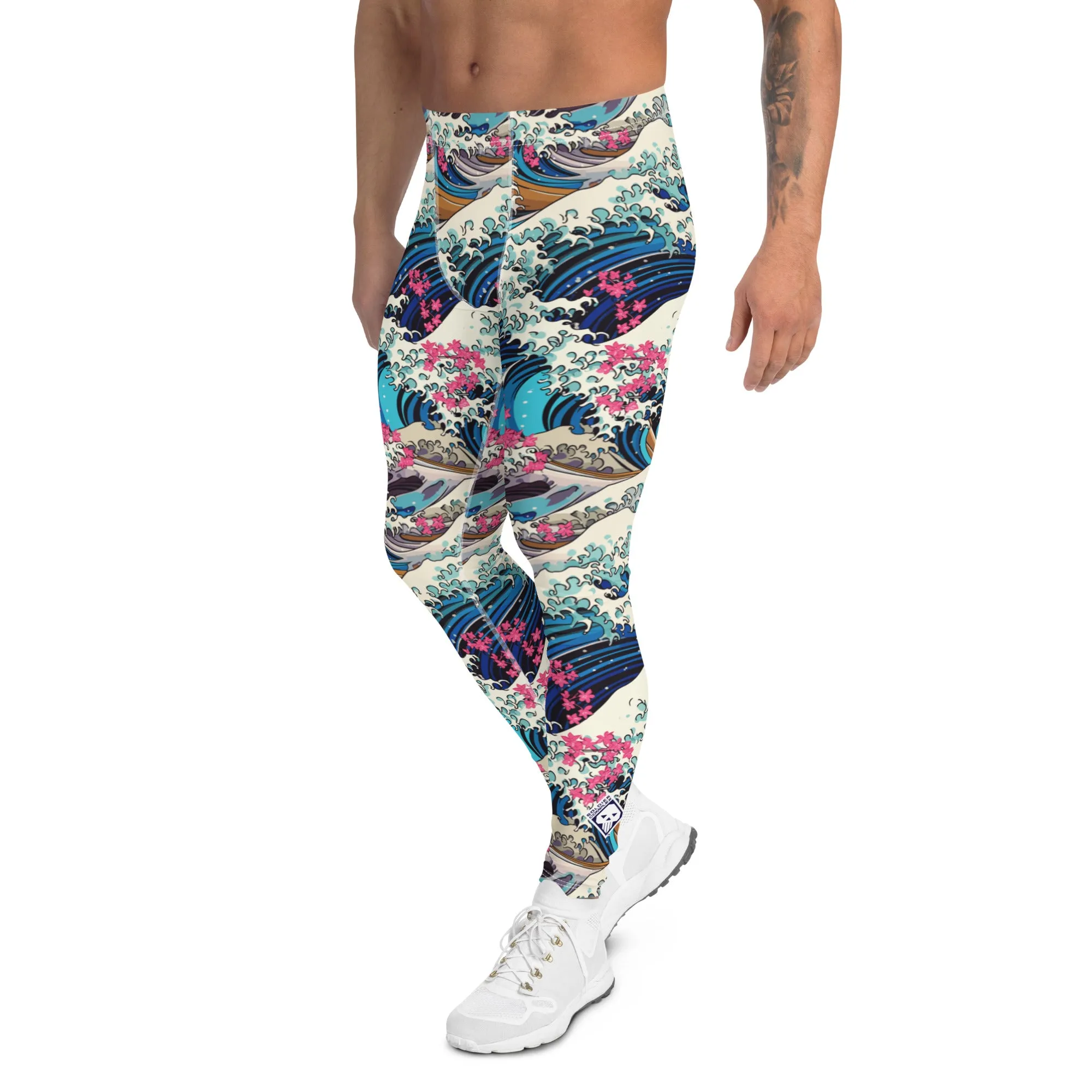 Men's Athletic Leggings - The Great Wave Sakura 002