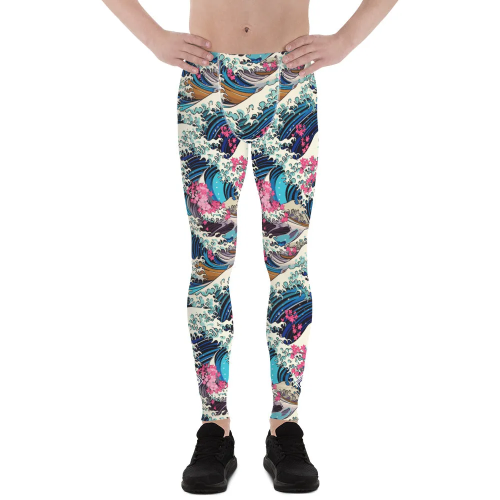 Men's Athletic Leggings - The Great Wave Sakura 002