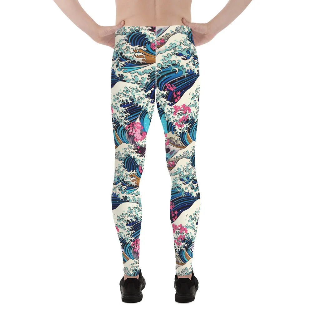 Men's Athletic Leggings - The Great Wave Sakura 002