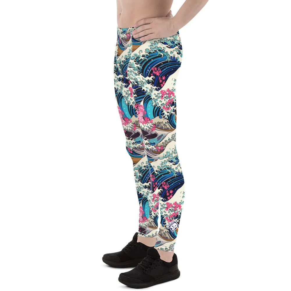 Men's Athletic Leggings - The Great Wave Sakura 002