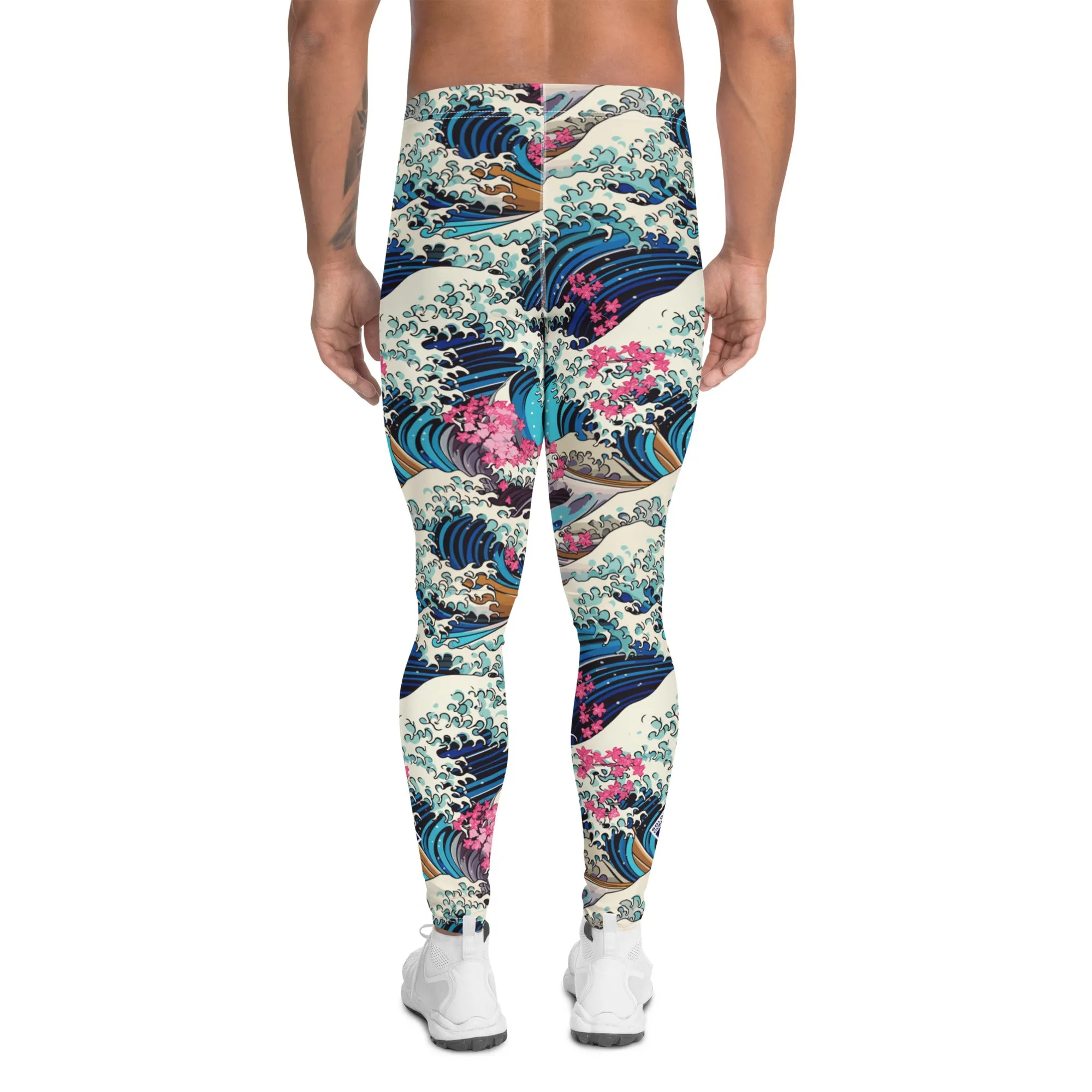 Men's Athletic Leggings - The Great Wave Sakura 002