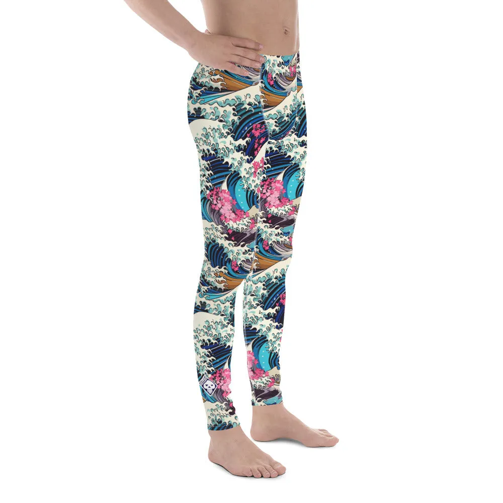 Men's Athletic Leggings - The Great Wave Sakura 002