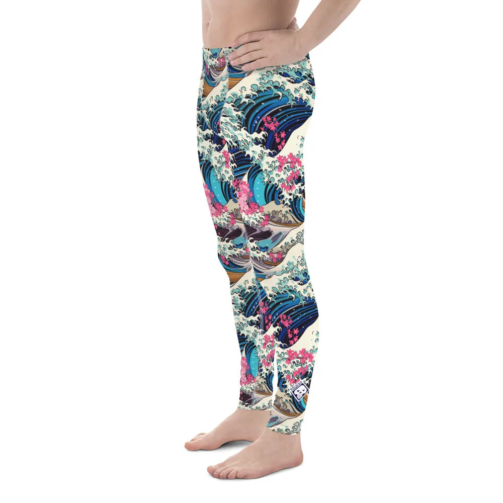 Men's Athletic Leggings - The Great Wave Sakura 002