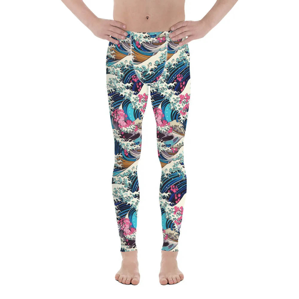 Men's Athletic Leggings - The Great Wave Sakura 002