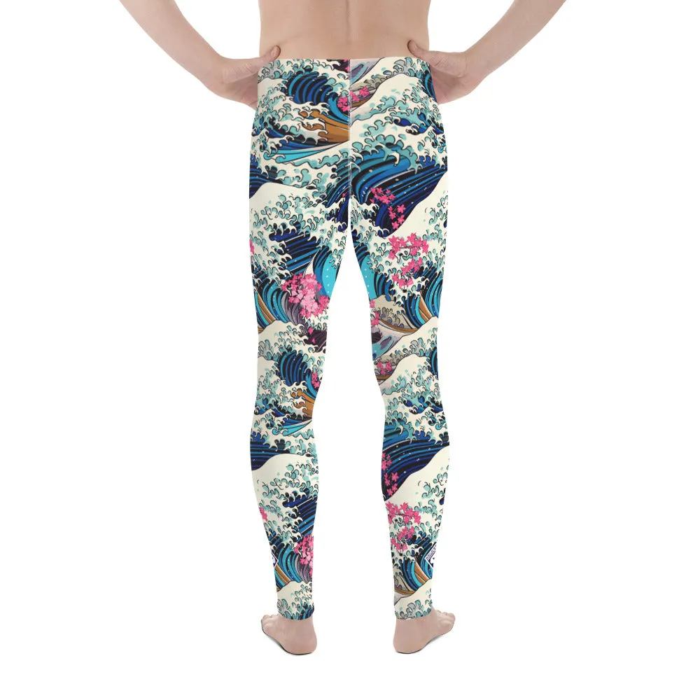 Men's Athletic Leggings - The Great Wave Sakura 002