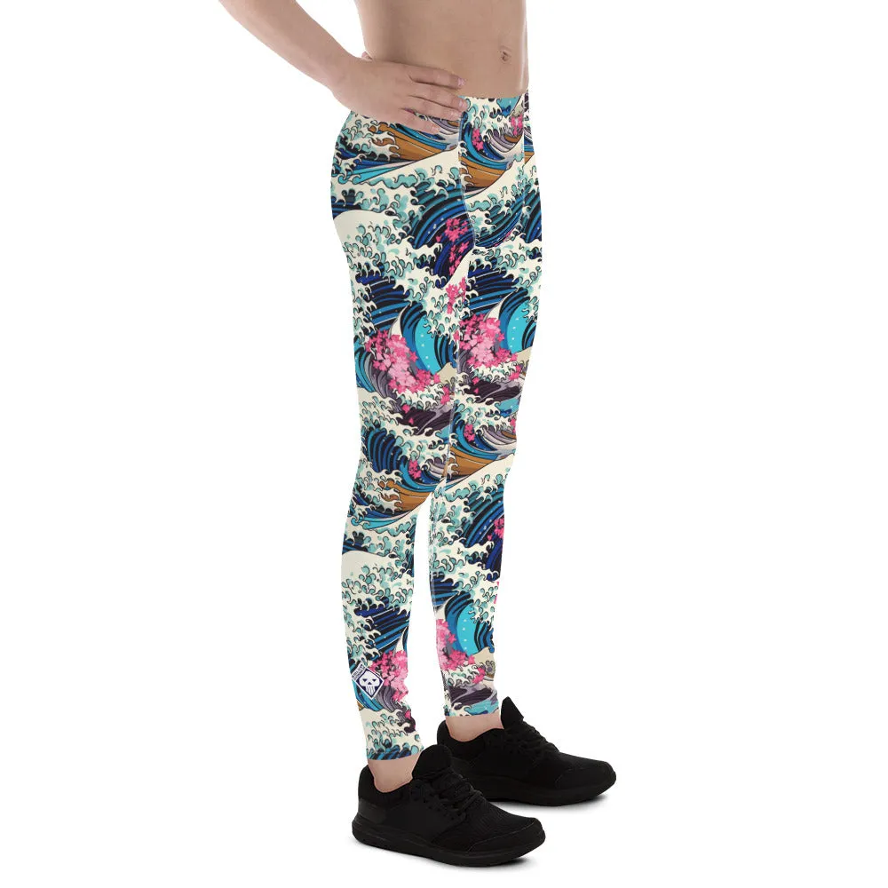 Men's Athletic Leggings - The Great Wave Sakura 002