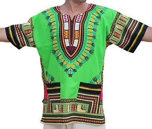 Men's Green African Primitive Tribal Ethnic 3D Printed Short Sleeve Shirt