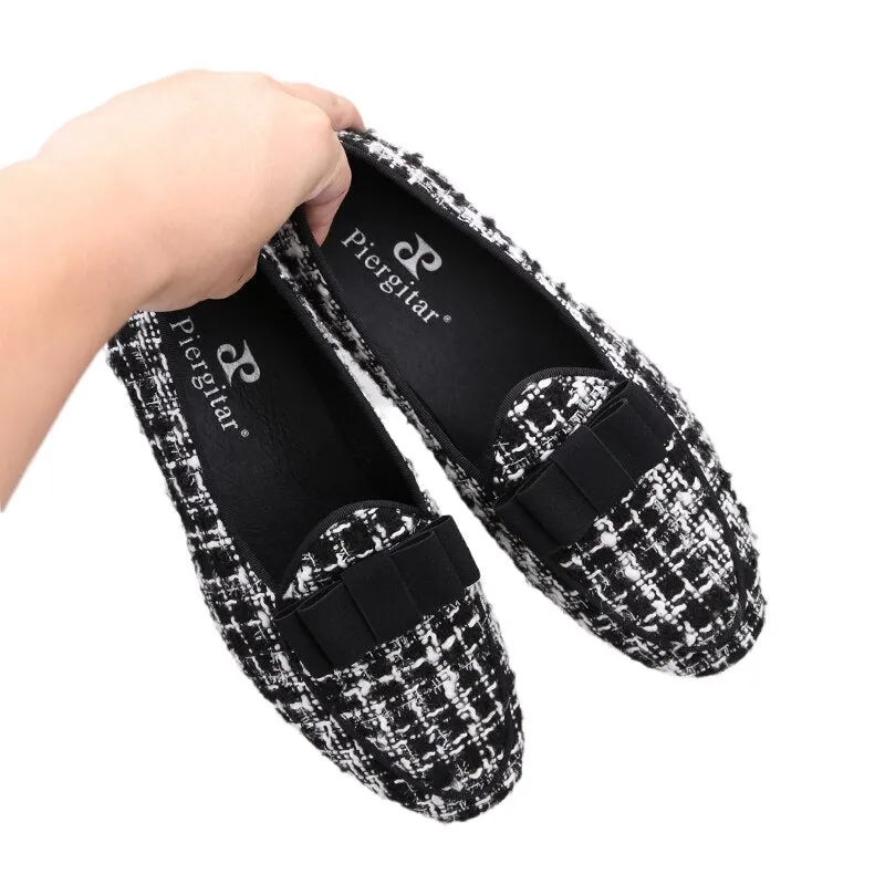 New Multi-Color Blend Cotton Jacquard Men Belgian Loafers Handcrafted Bowtie Design Slip-On