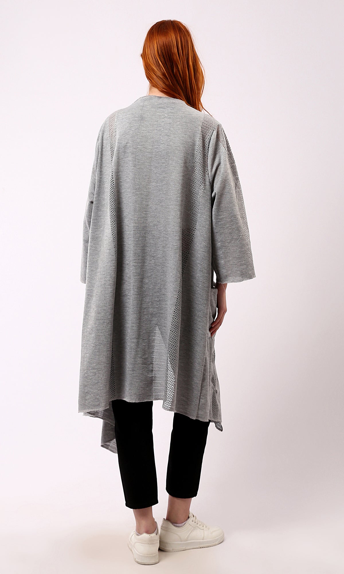 O182045 Long Sleeves Loose Fit Heather Grey Cardigan