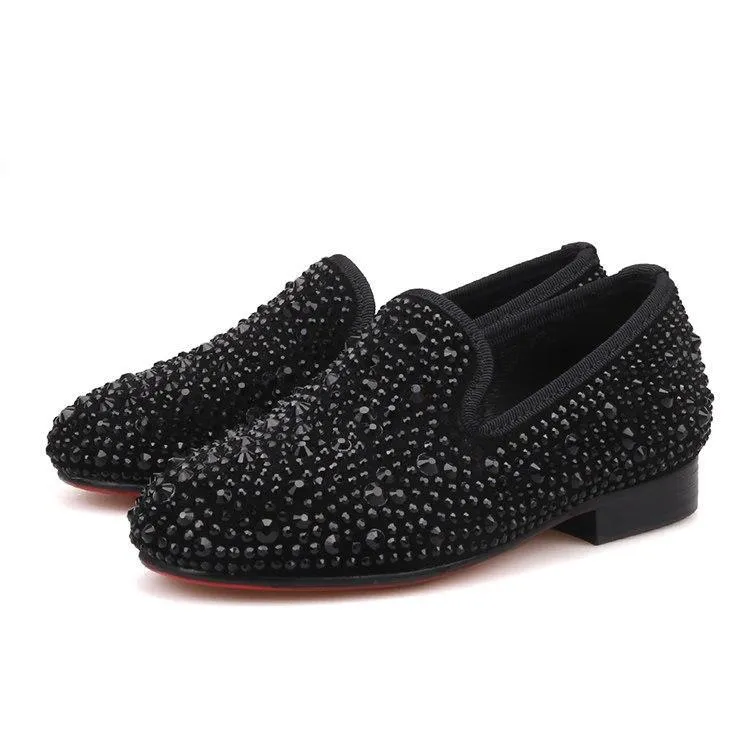 OneDrop Children Rhinestone Handmade Party Wedding And Prom Kid Loafers