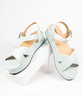 Pale Blue Denim Cross Strap Platform Keliko Sandals