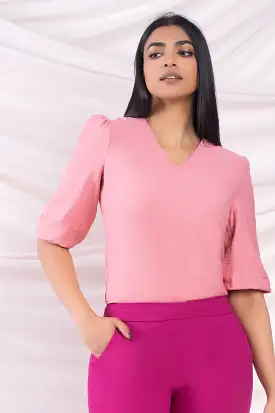 Pink Puff Sleeve Top