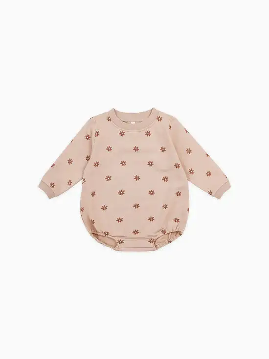 Quincy Mae - Crewneck Bubble Romper - Daisies