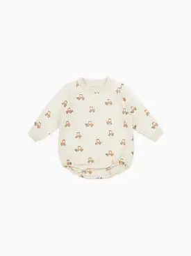 Quincy Mae - Crewneck Bubble Romper - Tractors