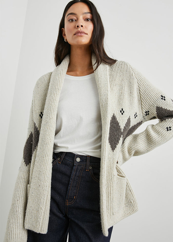 Rails Silas Cardigan - Oatmeal Argyle